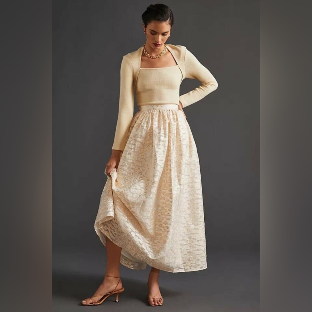 Anthropologie Pankaj & Nidhi Burnout Shimmer Maxi Skirt - Picture 1 of 14